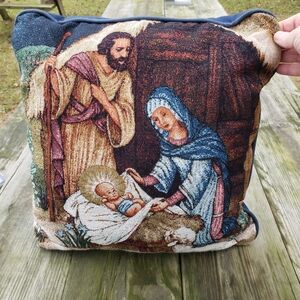 Tapestry Nativity scene Pillow